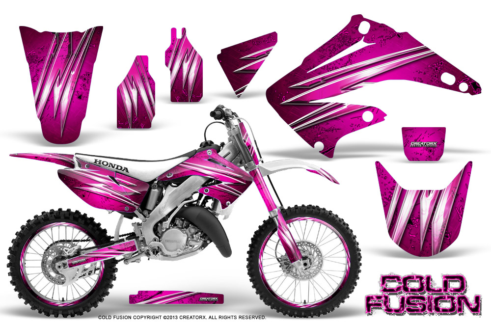 Honda CR125 CR250 02-10 Graphics Kit Cold Fusion Pink NP Rims